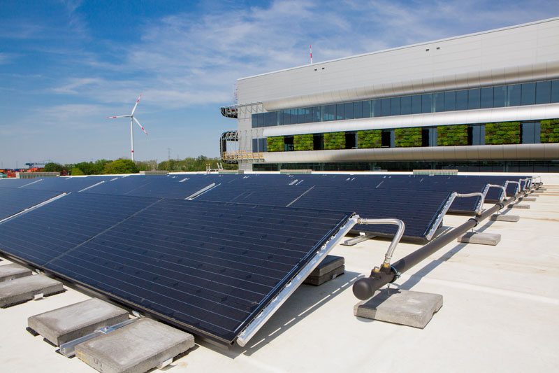 Photos of solar panel at NIKE's new logistics center in Belgium
