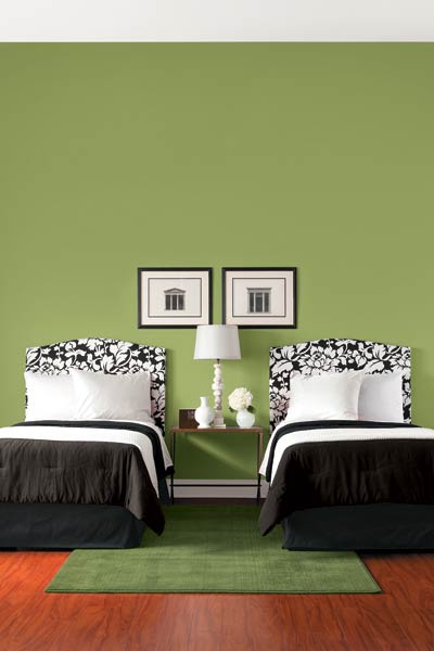 Safari Green: The power of green is that it's a balancing color, which makes it a great choice for a bedroom. 