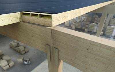 Metsä Wood prefabrication ripa beam Kerto LVL structure. Credit: Metsä Wood