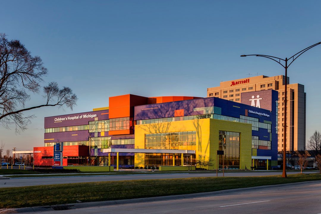Children's Hospital of Michigan in Troy, Michigan awarded Silver in the Healthcare Category at this year’s Brick in Architecture Awards: Harley Ellis Devereaux (HED); HED with PEA Inc.; The Christman Company; Glen-Gery Corporation; Brick Tech Architectural; Schiffer Mason Contractors; and Justin Maconochie Photography LLC