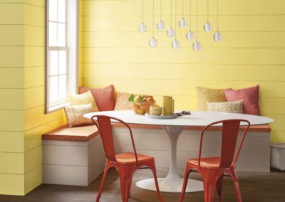 Lowe's: 3007-4B Daisy Spell/ Ace: VR042E Dear Melissa/ Independent Retailers: V054-1 Dear Melissa/ An airy, luminous yellow comes to light as new technological innovations elevate sensory stimulation. "This color can fill a room with light and awaken all five senses," said Kim.