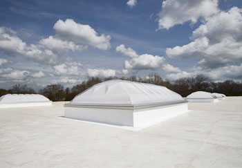 VELUX Dynamic Dome skylights balance light transmittance, industry structural demands, and architectural elegance while contributing significantly to reducing lighting costs. Credit: VELUX America LLC