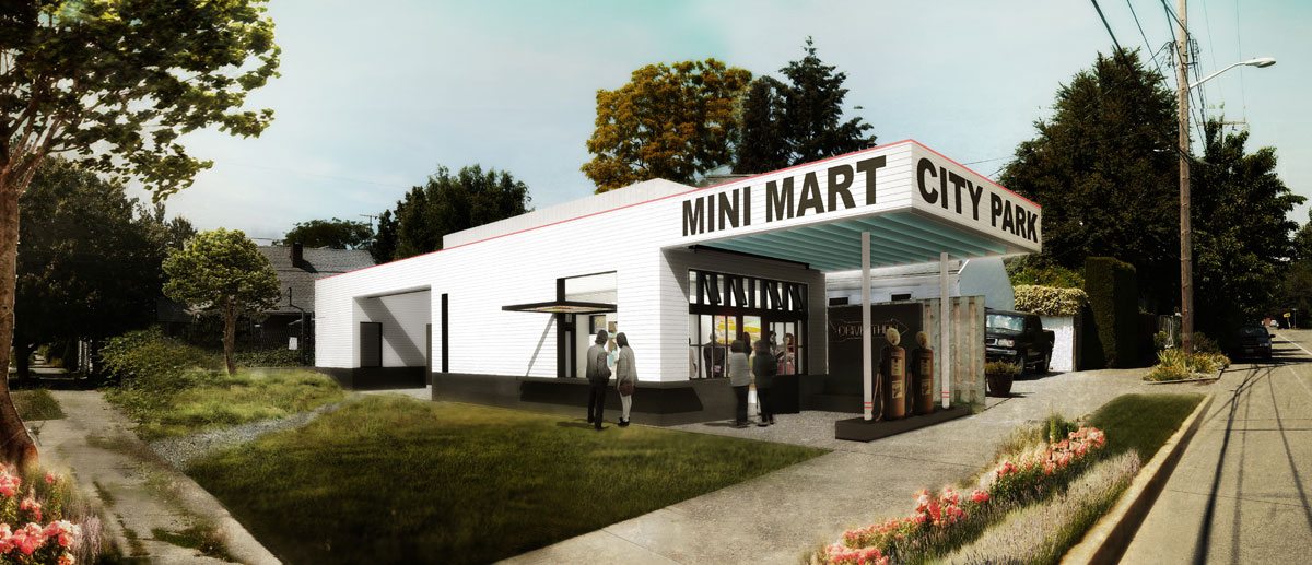 Mini Mart City Park—transformation of gas station into public park and cultural center