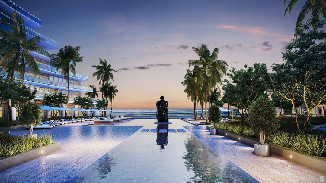 Monumental bronze sculpture by celebrated contemporary master Fernando Botero. Courtesy of Auberge Beach Residences & Spa