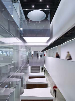 The Bloomberg Center interior. Credit: Matthew Carbone for Morphosis 