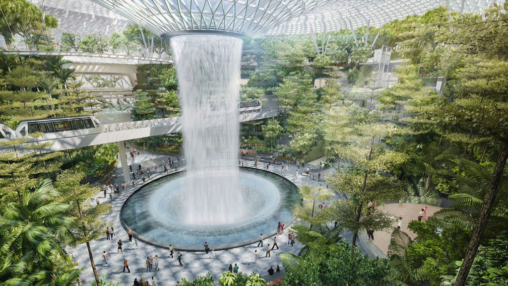Jewel Changi Airport's magnificent Forest Valley. Courtesy of Jewel Changi Airport Development