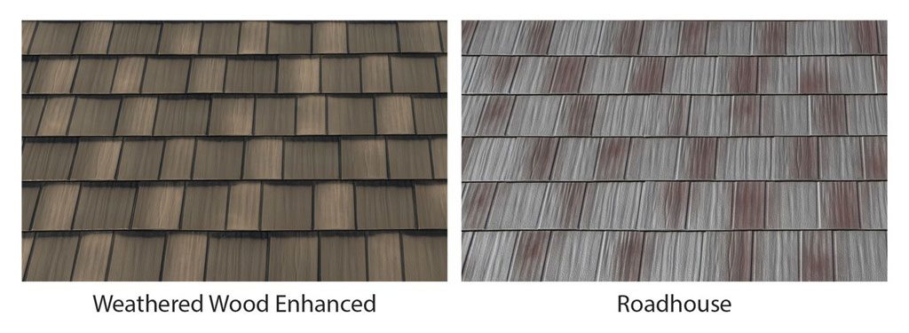 Roadhouse and Weathered Wood Enhanced are two new unique colors available in EDCO's award-winning Infiniti Roofing line. 