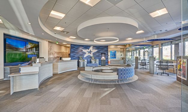 California credit union transforms interior into modern, comfortable, open concept design with Rockfon ceiling system