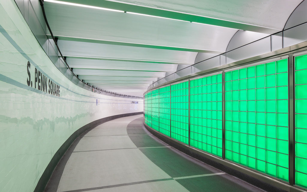 SEPTA Downtown Link features glass block “active” wall system by EXTECH