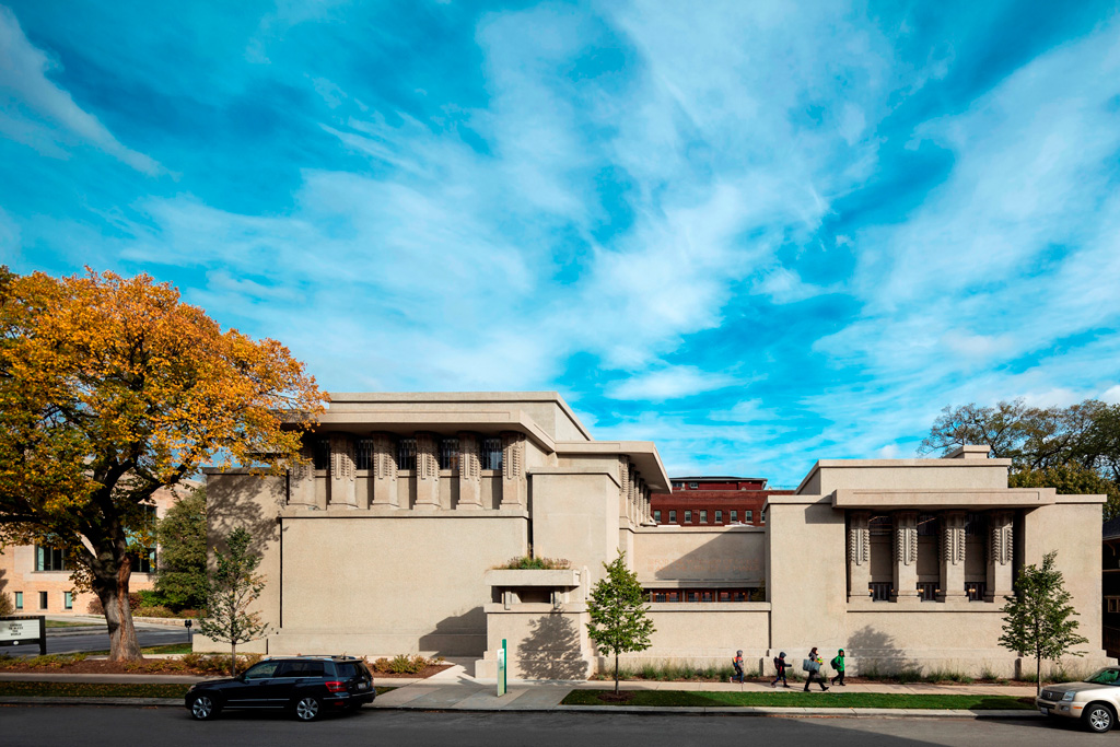 Frank Lloyd Wright’s Unity Temple in Oak Park, Illinois. Courtesy of the World Monuments Fund