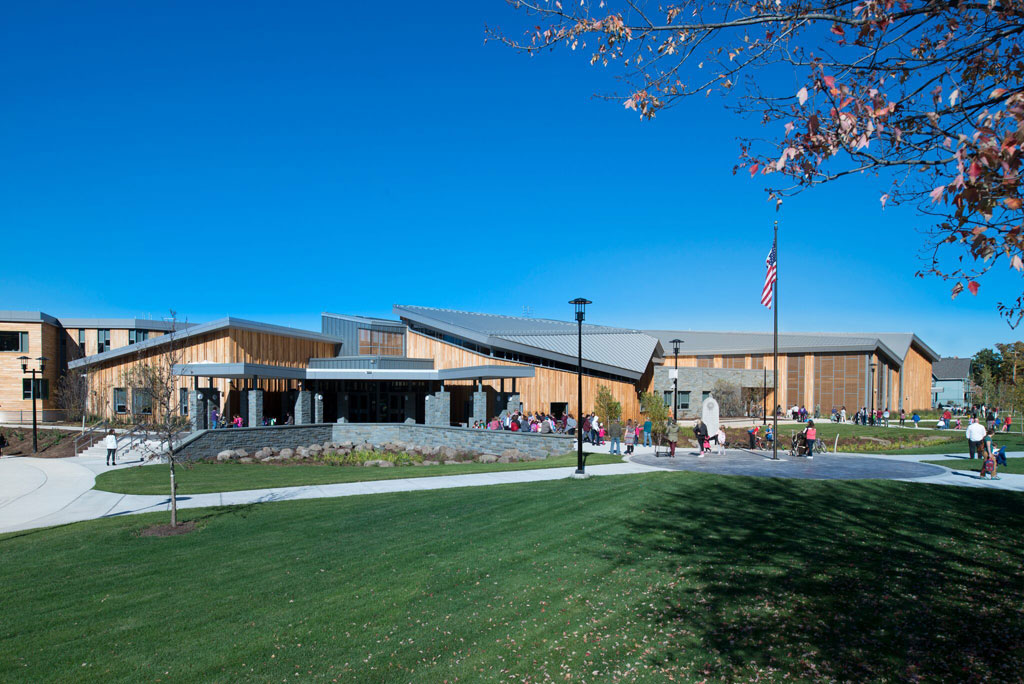 After the existing MacArthur Elementary School in Binghamton, NY, was destroyed by flooding in 2011, Ashley McGraw Architects designed a new school that is sustainable and resilient. Photo: John Griebsch Photography
