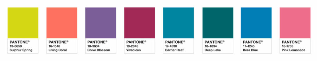 A palette of hallucinogenic shades with dizzying effects, the wildly hedonistic color range we see in Trippy is pure and unadulterated; an exuberant range of joyful color that speaks to irrepressible fun and spontaneity that includes the life affirming PANTONE Living Coral.