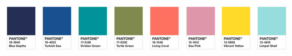 Awash in color suggestive of the watery environment that lies beneath a tropical island paradise, Under The Sea places PANTONE Living Coral at the center of our naturally vivid and chromatic ecosystem, evocative of how coral reefs embrace with their warmth and nourishment and provide shelter to a diverse kaleidoscope of colorful sea life.