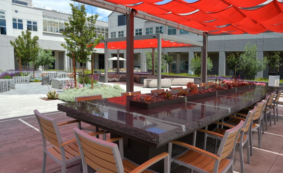Exterior conference table designed by Gates and Associates (not at Boulevard). Rendering by Gates and Associates