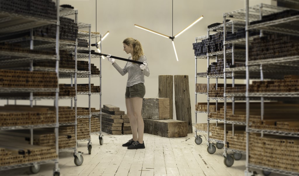 Stickbulb, based in Long Island City, NY, stockpiles reclaimed timber from various sources, including New York’s iconic water tanks, to construct its LED light fixtures. © Stickbulb 