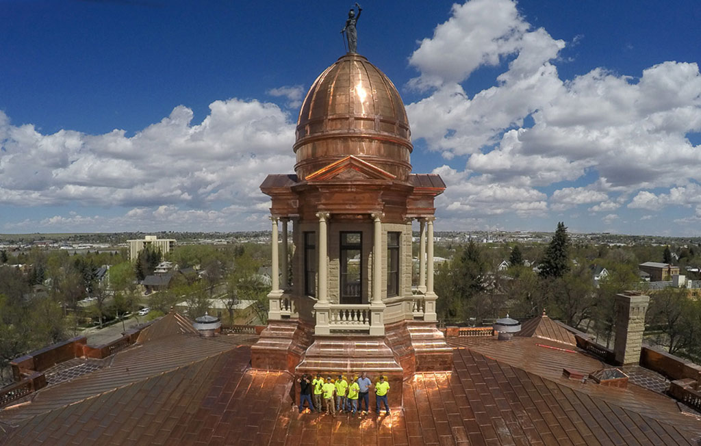 The Renaissance Roofing team on the completed roof. Courtesy of Renaissance Roofing, Inc.