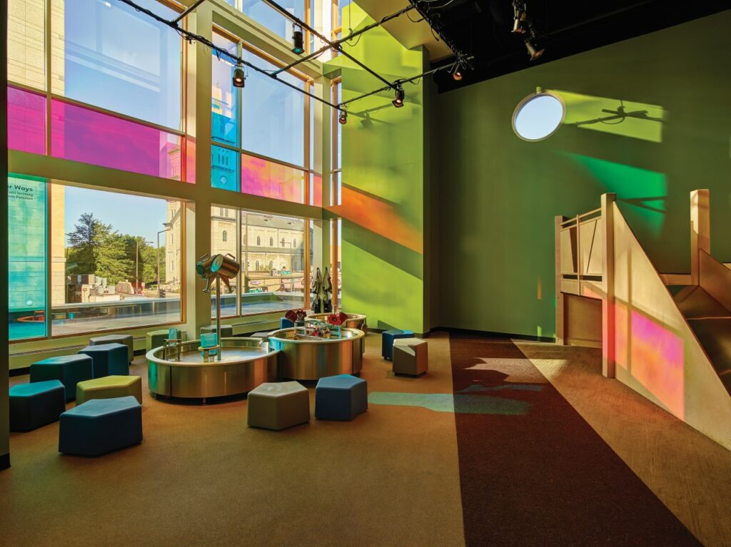 3M Dichroic Blaze used in the Minnesota Children’s Museum, St. Paul, Minnesota. Courtesy of 3M Commercial Solutions Division