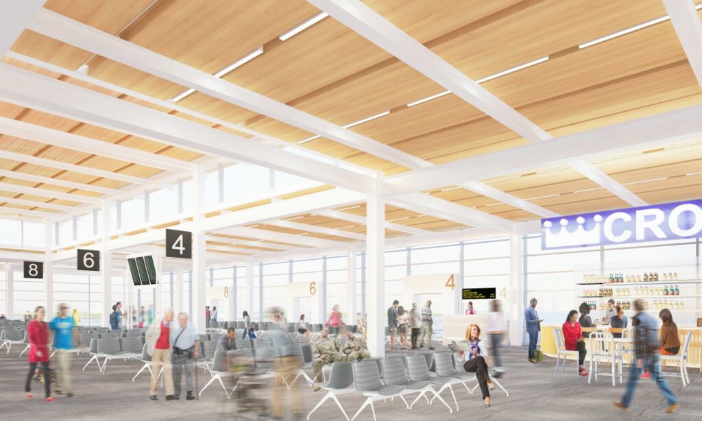 Rendering of KCI new terminal gate lounge. Rendering credit: Skidmore, Owings & Merrill