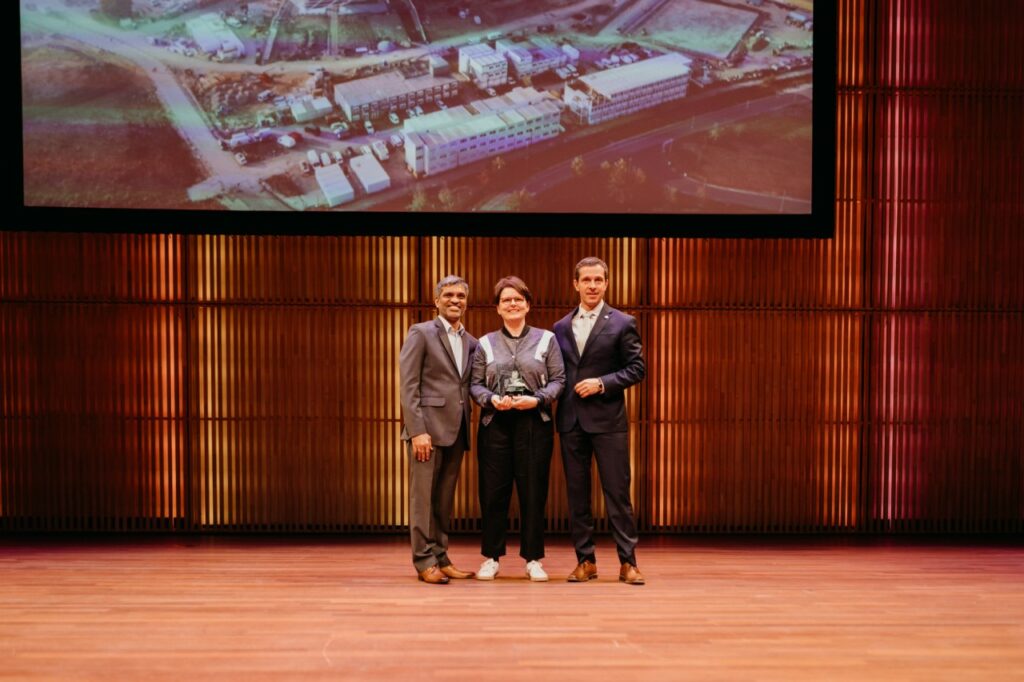 Susanne Schulde, Retail Sustainability Manager, receives 2019 Greenbuild Europe Leadership Award on behalf of adidas.