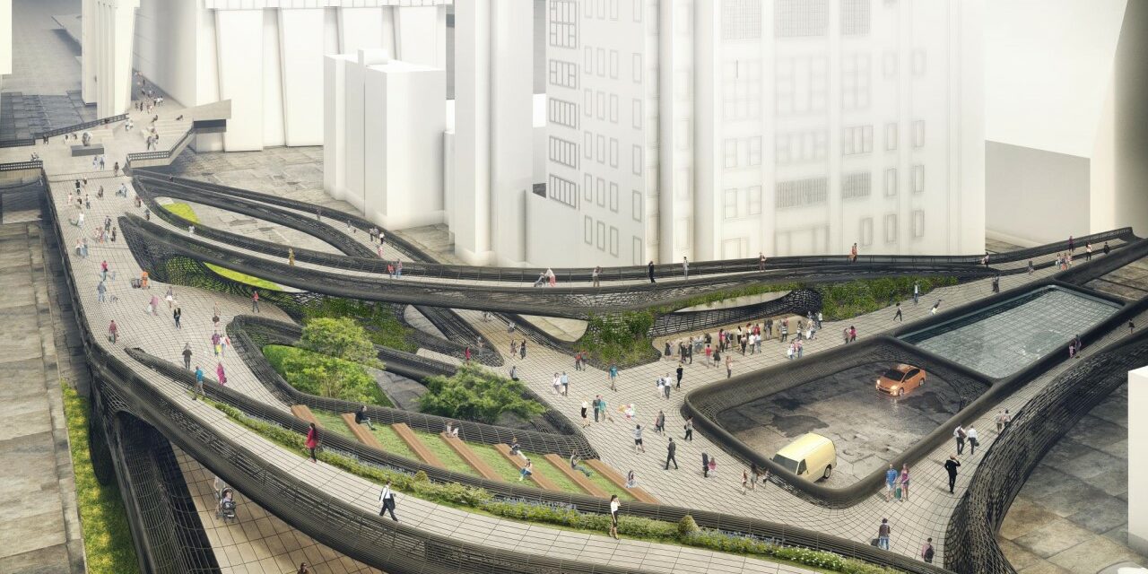 Conceptual design for pedestrian path would link Moynihan Train hall with newly developed Hudson Yards
