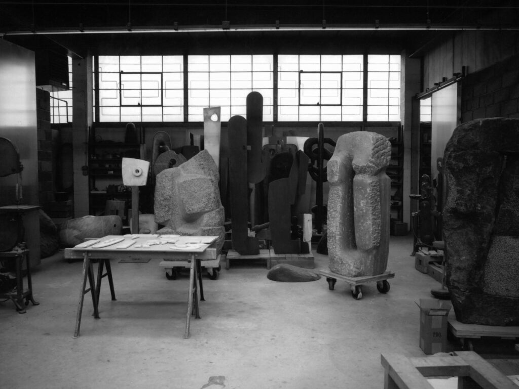 Isamu Noguchi’s 10th Street studio (work space), Long Island City, c. 1960s. The Noguchi Museum Archive. ©The Isamu Noguchi Foundation and Garden Museum, New York / Artists  Rights Society (ARS).