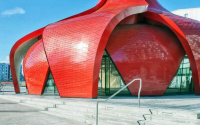 Architects Design Pavilion to Mimic Flower with Stunning Red Petal Facade