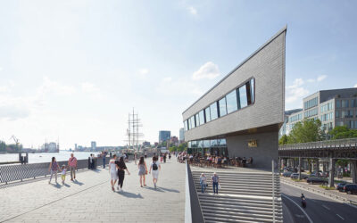 Niederhafen River Promenade in Hamburg, Germany