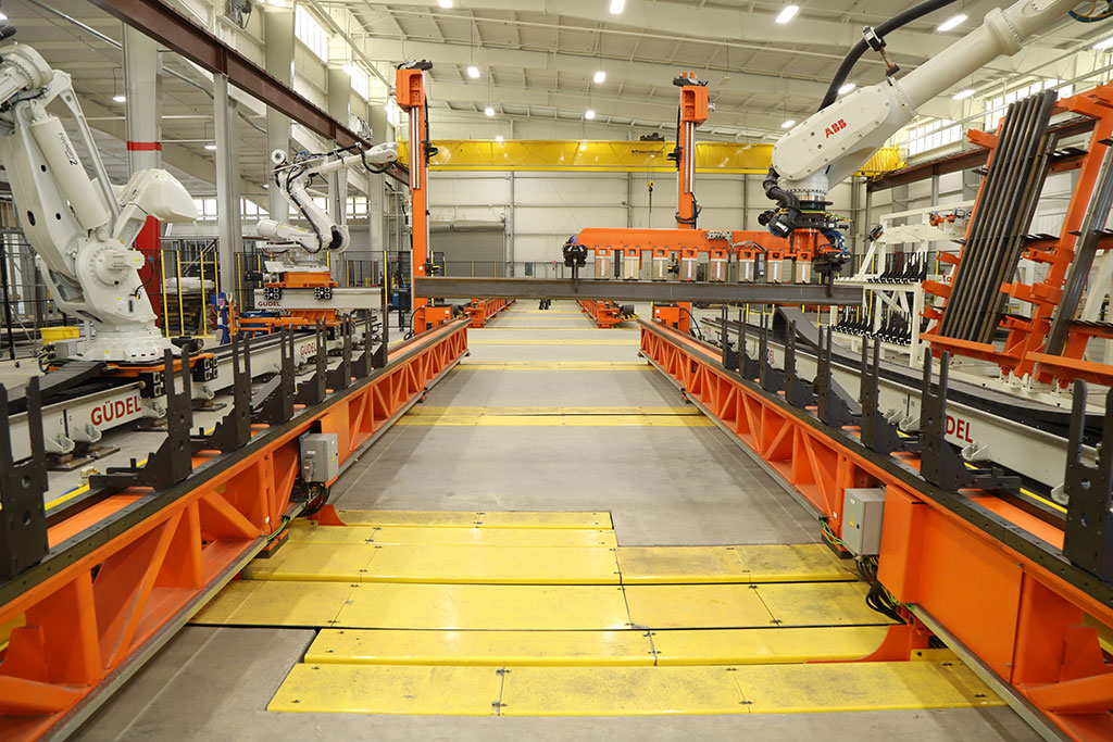 Robotics at Z Modular's Killeen facility place and weld HSS to form steel module frames. Photo courtesy of Z Modular