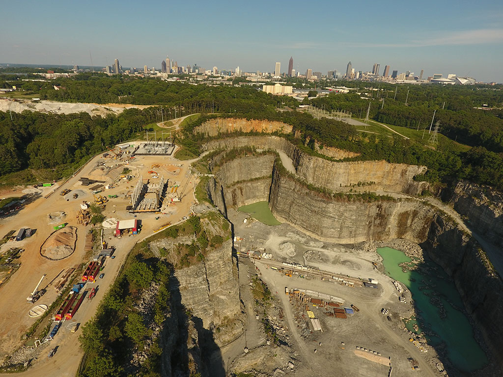 Best known for movie and TV scenes like “Stranger Things” and the “Walking Dead” the Bellwood Quarry will hold 2.4 billion gallons of water as a reservoir for Atlanta. Courtesy of PRAD Architects