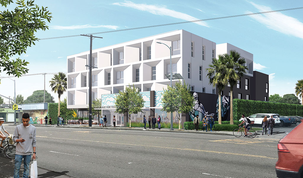 Rendering by Studio One Eleven of building from Lincoln Blvd.