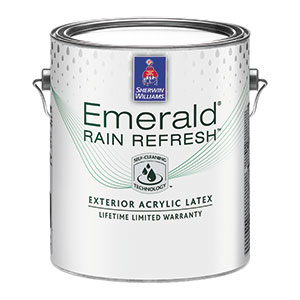 According to Sherwin-Williams, the new Emerald® Rain Refresh™ Exterior Acrylic Latex with Self-Cleaning Technology™ has optimal application properties as well as the following features: UV and weather-resistant qualities, self-priming application, suitable for most exterior surfaces, and has the ability to tint in VinylSafe® paint colors. 