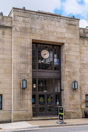 Original 1930s Hope’s steel doors and transom windows in the historic train station entrance were refurbished during the building’s restoration – a testament to their strength, durability, and longevity. Photo credit: Chautauqua 360 Photography