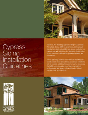 SCMA publishes new Cypress Siding Installation Guidelines