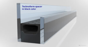 Technoform’s 1/4 inch-wide rigid bar, plastic hybrid stainless steel warm-edge spacers provided the important thermal break between the panes of glass in the insulating glass unit, to minimize unwanted heat loss.