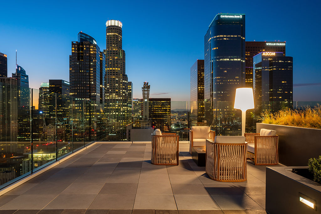 Perla 36th floor roof terrace offers sweeping city views. Photo by Hunter Kerhart.